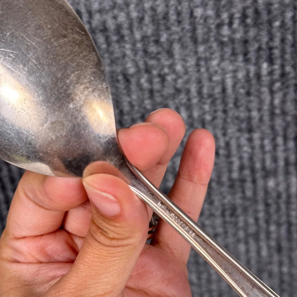 WM A Rogers AA Silver Plate Cold Meat Fork Serving Spork Ornate Vintage 8.5 Inch
